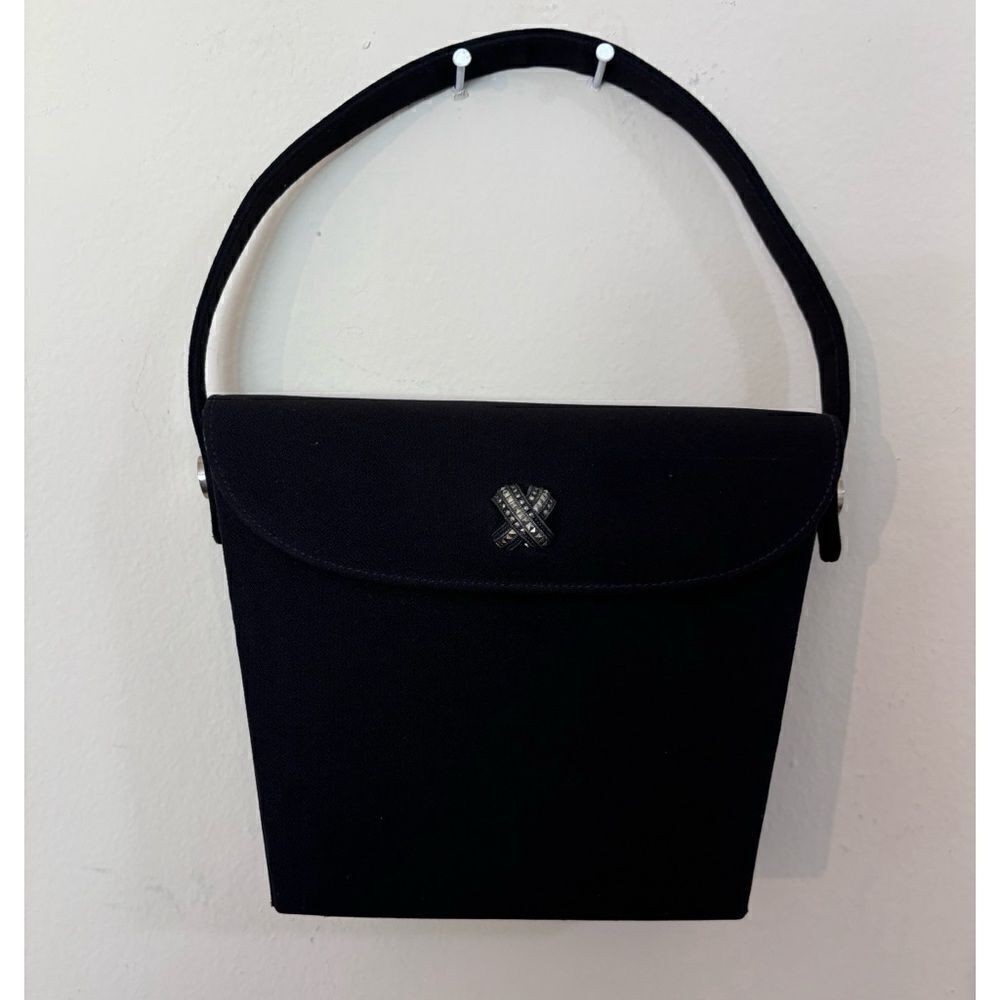 Vintage JUDITH JACK Mini Nylon Signature Evening Flap Bag in Black